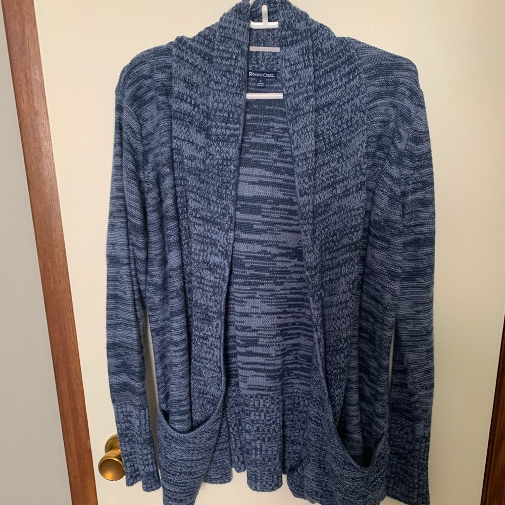 Blue Swoop Cardigan with Pockets